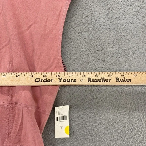 Anthropologie Dress Womens 6 Open Back Utility Pink Mini Tie Back Cap Sleeve - Picture 6 of 16